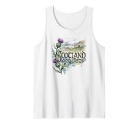 Scotland Scottish Thistle with Lake and Castle Ruins Tank Top