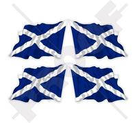 Scotland Scottish Waving Flag UK St Andrew's Cross (Navy Blue Version), Saltire 2" (50mm) Vinyl Bumper-Helmet Stickers, Decals x4