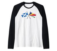 Scotland Seychelles Crossed Flags Scottish Seychellois Roots Raglan Baseball Tee
