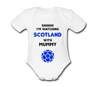 SCOTLAND Shhhh! I'm watching with Daddy Mummy Grandad Unique Football Babygrow Cute Personalised Funny Baby Vest Grow Boys Girls Unisex Gift Babygrow Bodysuit scottish scot scots scotch