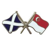SCOTLAND & SINGAPORE DOUBLE FLAGS ENAMEL LAPEL BADGE