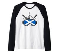 Scotland Ski Goggles Resort Retro Skiing Scottish Flag Raglan Baseball Tee