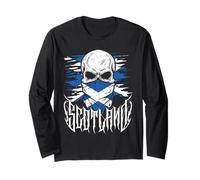 Scotland Skull Scots Flag Long Sleeve T-Shirt