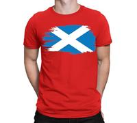 Scotland Slashed Chest Flag Scottish Patriot Football Gift Mens T-Shirts #TA-38 Red L