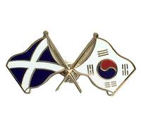 Scotland & South Korea Flags Friendship Courtesy Enamel Lapel Pin Badge T856
