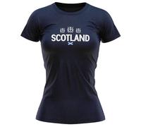 Scotland Supporters Womens T Shirt Scottish Thistle Tee Ladies Saltire Top Rugby Football Fans, M, Navy