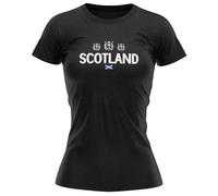 Scotland Supporters Womens T Shirt Scottish Thistle Tee Ladies Saltire Top Rugby Football Fans, XL, Black