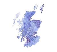 Scotland Tartan Map Blue Wall Art Print