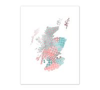 Scotland Tartan Map Pink Canvas Wall Art Print