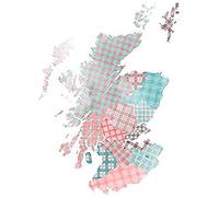 Scotland Tartan Map Pink Canvas Wall Art Print