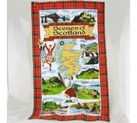 Scotland Tea Towel Scottish Scenes Map Souvenir Gift Landmarks Tartan Collage