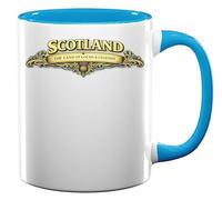 Scotland The Land of Lochs Legends Ceramic Tea Coffee Mug Light Blue