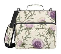 Scotland Thistle Beauty Summer Flower 1.5-Inch 3-Ringing Binder with Extra Pockets with Strap Multi-Pocket Portfolios Portfolio Organizer for School and Office