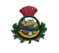 Scotland Thistle Collage Fridge Magnet - Scottish Piper, Highland Cattle, Sheep, Terrier, Forth Bridge Souvenir