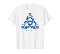 Scotland Thistle Trinity Knot Scottish Flag Blue Value Graphic T-Shirt, Men, White, XL