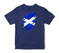 Scotland Torn Kids T Shirt Football Scottish Boy Girl Tee, 2-3 Years, Navy