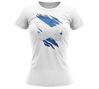 Scotland Torn Womens T Shirt, Scotland Rugby Gifts, Scotland Flag Torn, Scottish Gift, Scottish Rugby Womens Tee, Scotland Present for Girls Her, L, White