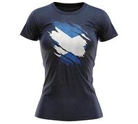 Scotland Torn Womens T Shirt, Scotland Rugby Gifts, Scotland Flag Torn, Scottish Gift, Scottish Rugby Womens Tee, Scotland Present for Girls Her, M, Navy