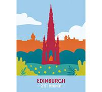 Scotland Travel Edinburgh Scott Monument Retro Large Canvas Wall Art Print