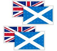 Scotland-United Kingdom Flag Pair, Scottish St Andrew's Cross, Saltire & British Union Jack Flag Combination Pair, StickersWorld 75mm (Approx. 3") Vinyl Bumper Stickers, Decals x2