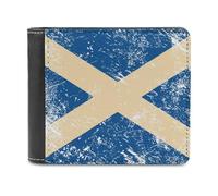 Scotland Vintage Flag Leather Wallet for Men Slim Bifold Wallet with Money Clip Minimalist Credit Card Holder