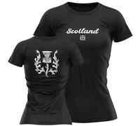 Scotland Womens T Shirt Scottish Thistle Supporter Rugby Nation Tee, M, Black