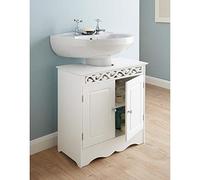 scotrade Beautifully Carved Design Camille Undersink Cabinet With White Floral and Crystal Handles Add luxury to your bathroom.