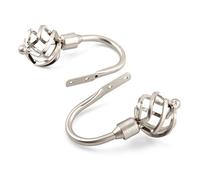 Scotrade New Beautiful eye catching design Mace Cage Finial Metal Curtain Holdbacks Pair simple to fit - Brushed Steel