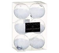 scotrade Unique Style Glitter Filled Luxury Christmas Baubles Xmas Tree Decor For The Festive Period. 6pk - WHITE