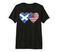 Scots American Mommy Daddy Son Scotland US Flag Heart Design Premium T-Shirt