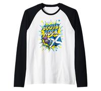 Scots Rock Scottish Flag Thistle Pop Art Comic Kids Men Raglan Baseball Tee