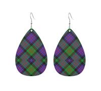 Scots Style Clan Donald MacDonald Tartan Plaid Scottish Clan Cunningham Red And Black Tartan Women Earrings Waterdrop Shaped Fashionable Accessories