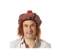 Scots Tartan Hat with Ginger Hair Wig Scottish Fancy Dress Costume Hat for Stag Do, Burns Night, Halloween & Parties