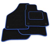 Scotspeed UK Ltd Tailor Fitted Car Mats - 4 Piece - Compatible with Renault (2005-2009) Clio MK3 Vehicle Specific Car Mat Set Black Carpet Blue Trim