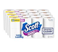 Scott 1000 Trusted Clean Toilet Paper, 32 Rolls, Septic-Safe, 1-Ply Toilet Tissue