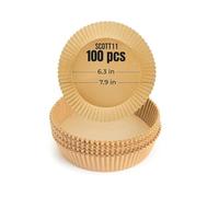 Scott 11 Air Fryer Liners - 6.3 inch Round, 100 Pcs Greaseproof Baking Parchment Paper, Non-Stick Air Fryer Accessories, Compatible with Ninja, Tower, COSORI, Russell Hobbs & More