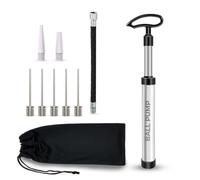 Scott 11 Ball Pump with 5 Needles, 2 Conical Plastic Nozzles & 1 Flexible Rubber Extension Hose, Suitable for Footballs, Basketballs, Volleyballs, Rugby Balls and More (Silver)