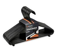 Scott 11 Plastic Coat Hangers, 25 Pack - Adult Black Strong Clothes Hangers For Clothes, Durable With Hooks For Space-Saving, Lightweight, Non-Slip, Slim Design For Trousers, Shirts & Suits