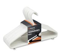 Scott 11 Plastic Coat Hangers, 25 Pack - Adult White Strong Clothes Hangers For Clothes, Durable With Hooks For Space-Saving, Lightweight, Non-Slip, Slim Design For Trousers, Shirts & Suits