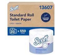 Scott 13607 Standard Roll Bathroom Tissue, 2-Ply, 550 Sheets Per Roll (Case of 20 Rolls)