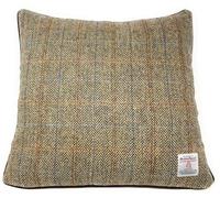 Scott and MacKenzie Harris Tweed Brown Herringbone Square Cushion Cover