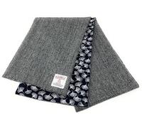 Scott and MacKenzie Harris Tweed Cotton Lined Black and Grey Herringbone Scarf