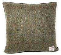 Scott and MacKenzie Harris Tweed Green Herringbone Square Cushion Cover
