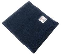 Scott and MacKenzie Harris Tweed Scarf in a Navy Blue Herringbone Design