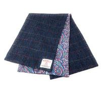 Scott and MacKenzie Harris Tweed Traditional Navy with Red Overcheck Soft Cotton Lined Scarf