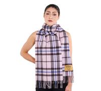 SCOTT CASHMERE Pure Lambswool Tartan Scarf, Shawls & Wraps, Warm Scottish Plaid Print Wide Stole with Fringed Edges, Checkered Long Winter Neck Wrap for Ladies & men - Gift Box Packaging(Light)