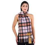 SCOTT CASHMERE Pure Soft Lambswool Cashmere Thomson Tartan Scarf & Shawl, Scottish Plaid Winter Wraps for Men & Women, Warm Classic Checked with Long Fringe - Gift Wrap Included (Camel/Grey)