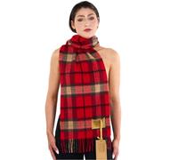 SCOTT CASHMERE Soft Lamb Wool Tartan Plaid Scarf, Shawls & Wraps, Checked Long Winter Neck Wrap with Fringed Edges, Scottish Print Wide Stole for Ladies & men - Gift Box Packaging(Black/Red 44)