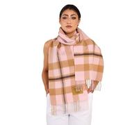 SCOTT CASHMERE Soft Lambswool Tartan Scarf, Shawls & Wraps, Scottish Plaid Pattern Long Stole with Tassel, Warm Cozy Gift for Men and Women for Winters - Gift Box Packaging (Cream/Camel)