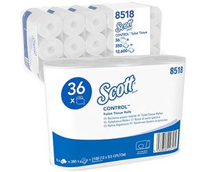 Scott Control, 8518, Standard Roll Toilet Tissue, 3 ply, White, 36 rolls x 350 sheets